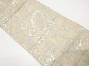 アンティーク　縞に花更紗模様織り出し袋帯（着用可）